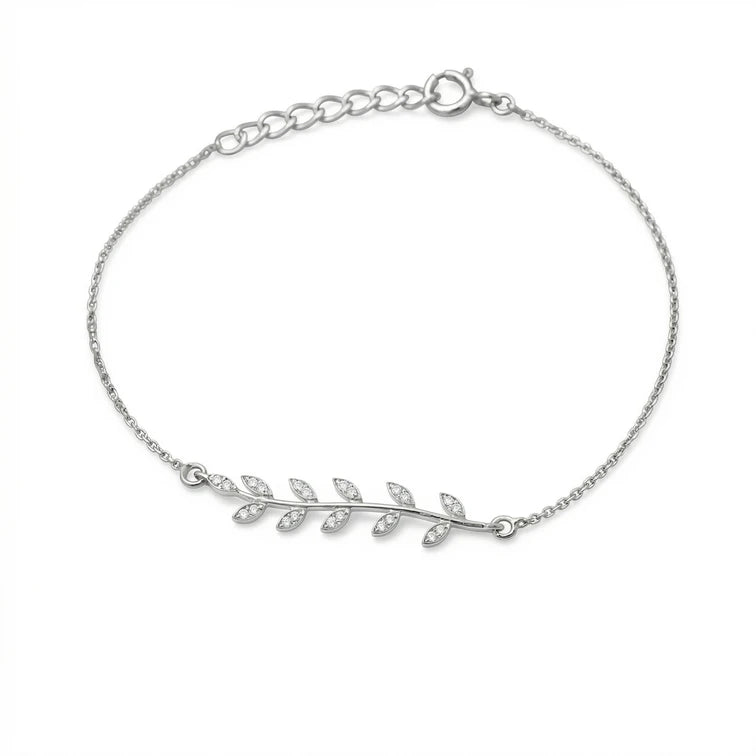 Handcrafted Flower Leaf Diamond Bracelet
