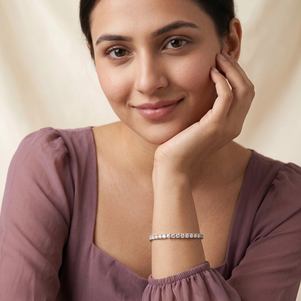 Silver Round Stone Tennis Bracelet