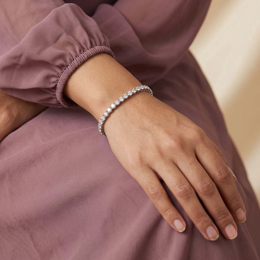 Silver Round Stone Tennis Bracelet