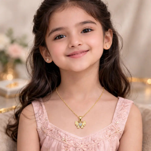 18KT Gold Plated Butterfly Heart Pendant