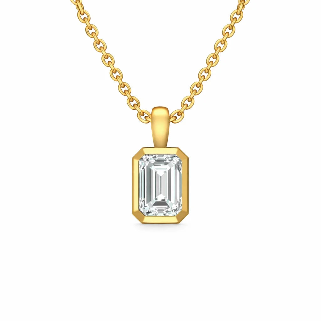Emerald Cut 18KT Gold Plated Pendant
