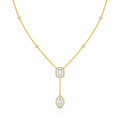 Emerald Drop Halo Y-Necklace in 18KT Gold Plated