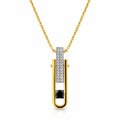 Dual Edge Black Stone 18KT Gold Plated Pendant