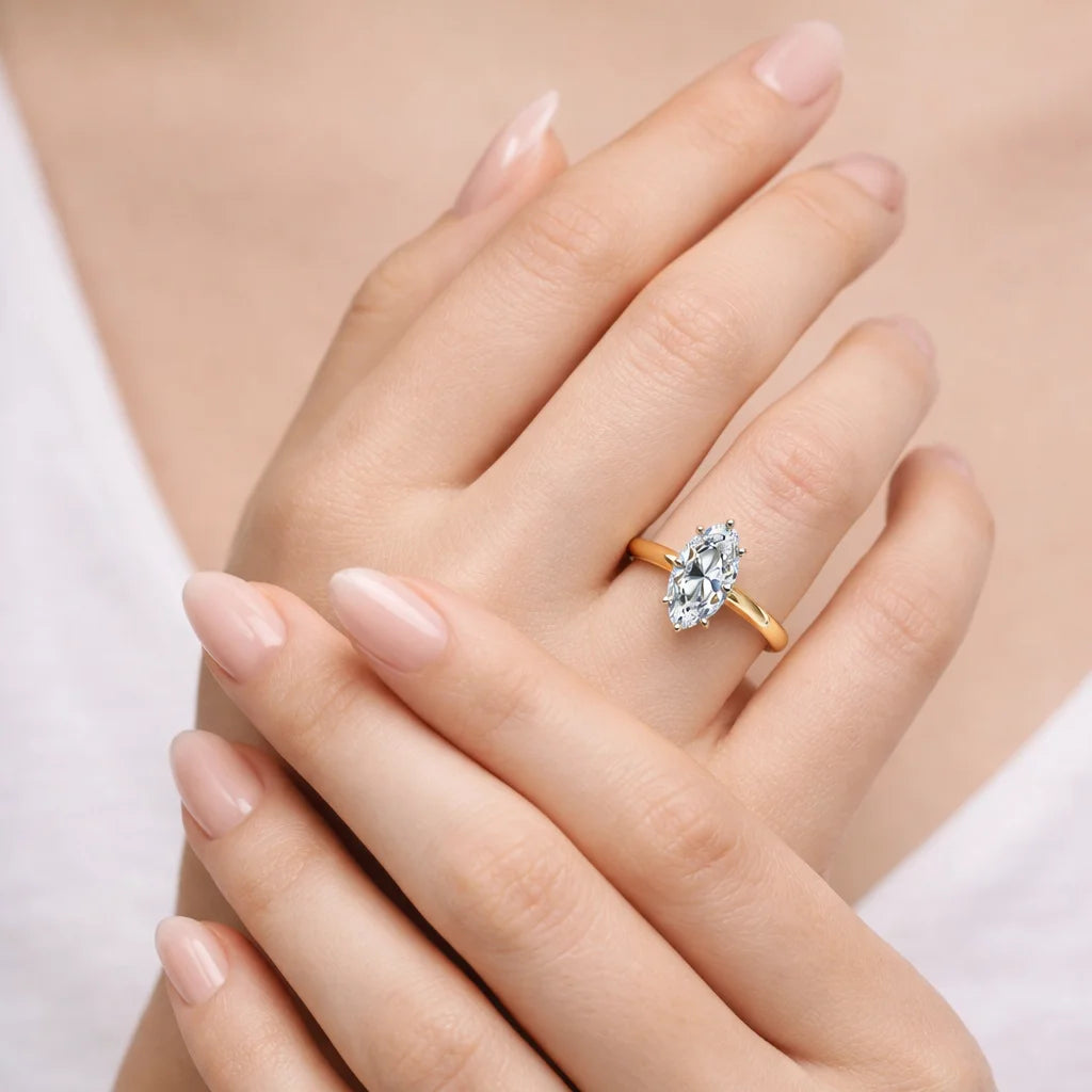 Marquise Solitaire 18KT Gold Plated Ring