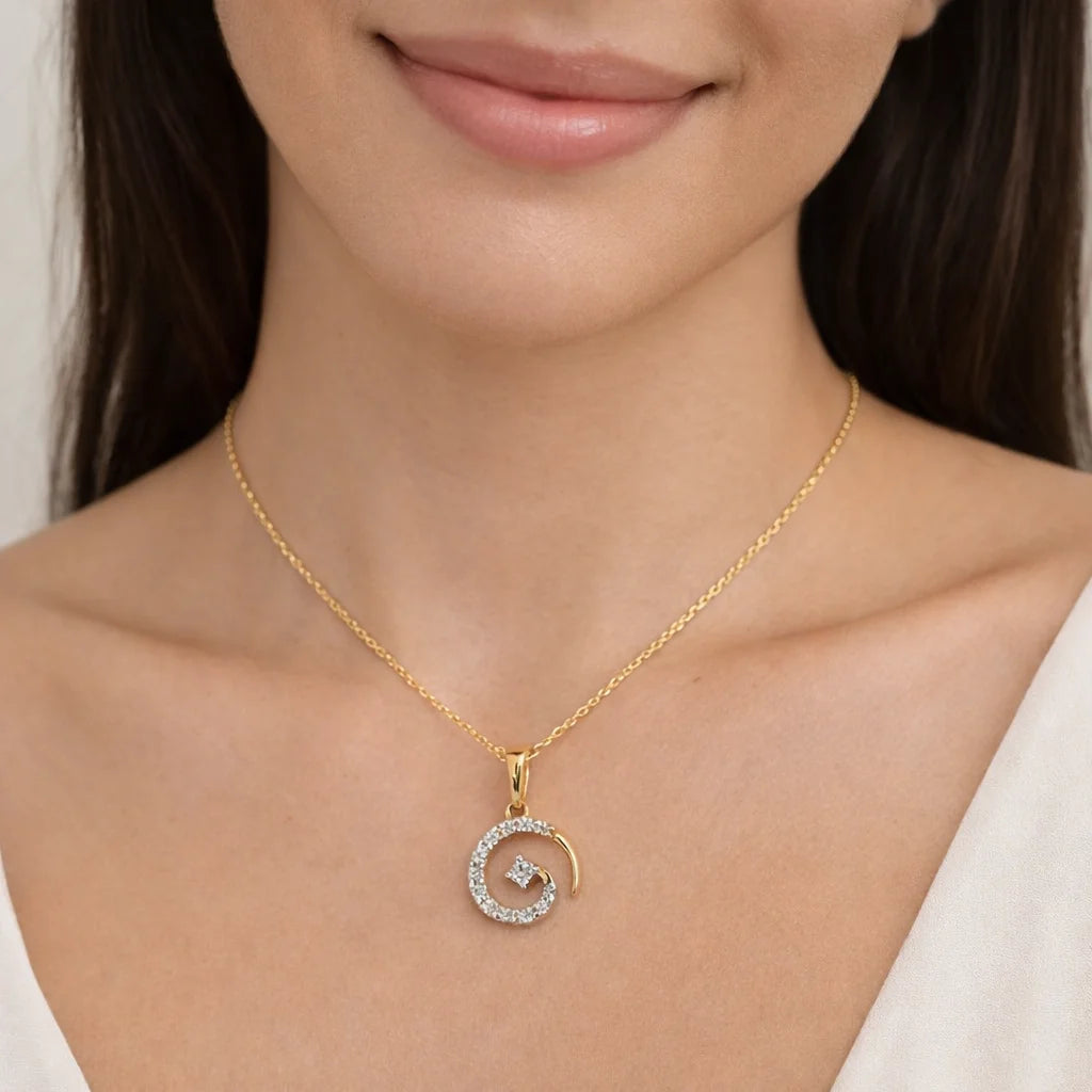 Celestial Spiral Halo Pendant in 18KT Gold Plated