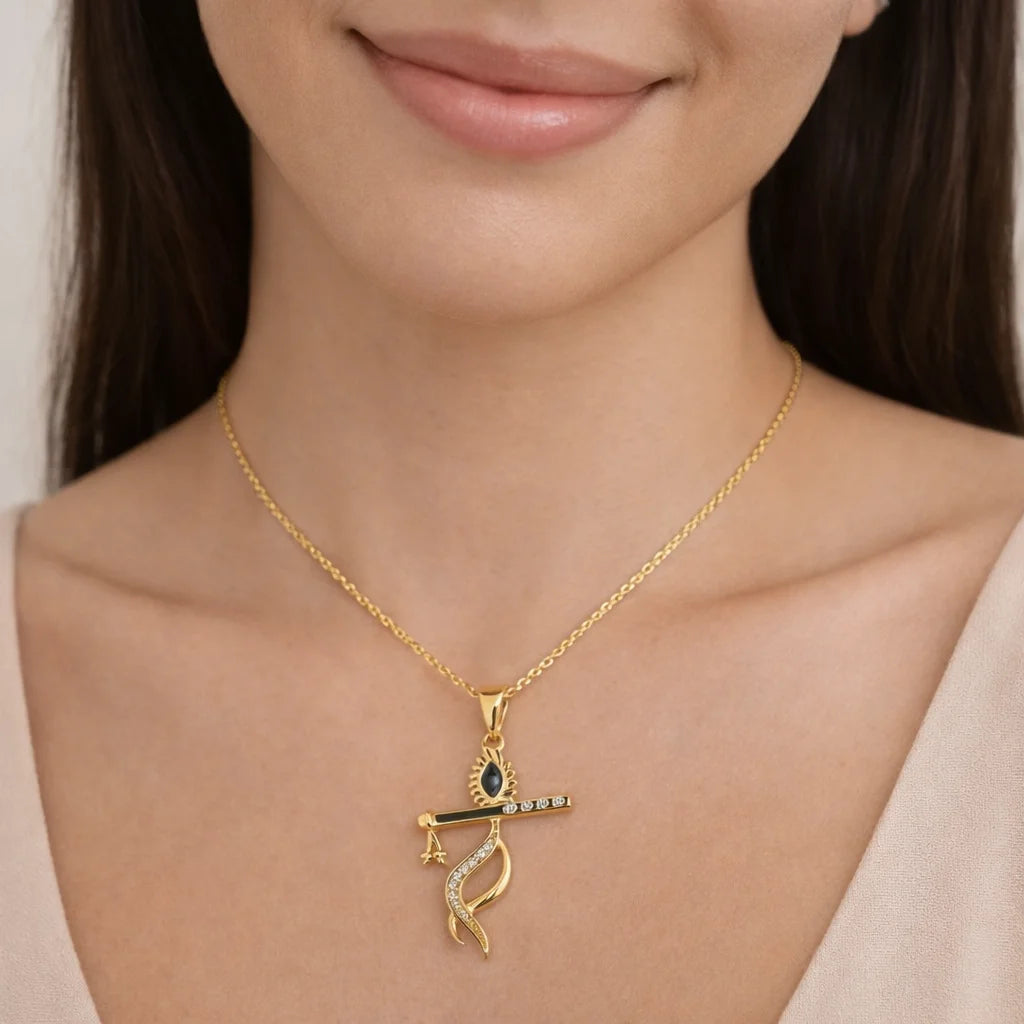 Krishna Flute 18KT Gold Plated Pendant