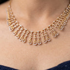 Gold Teardrop Fringe Necklace Set