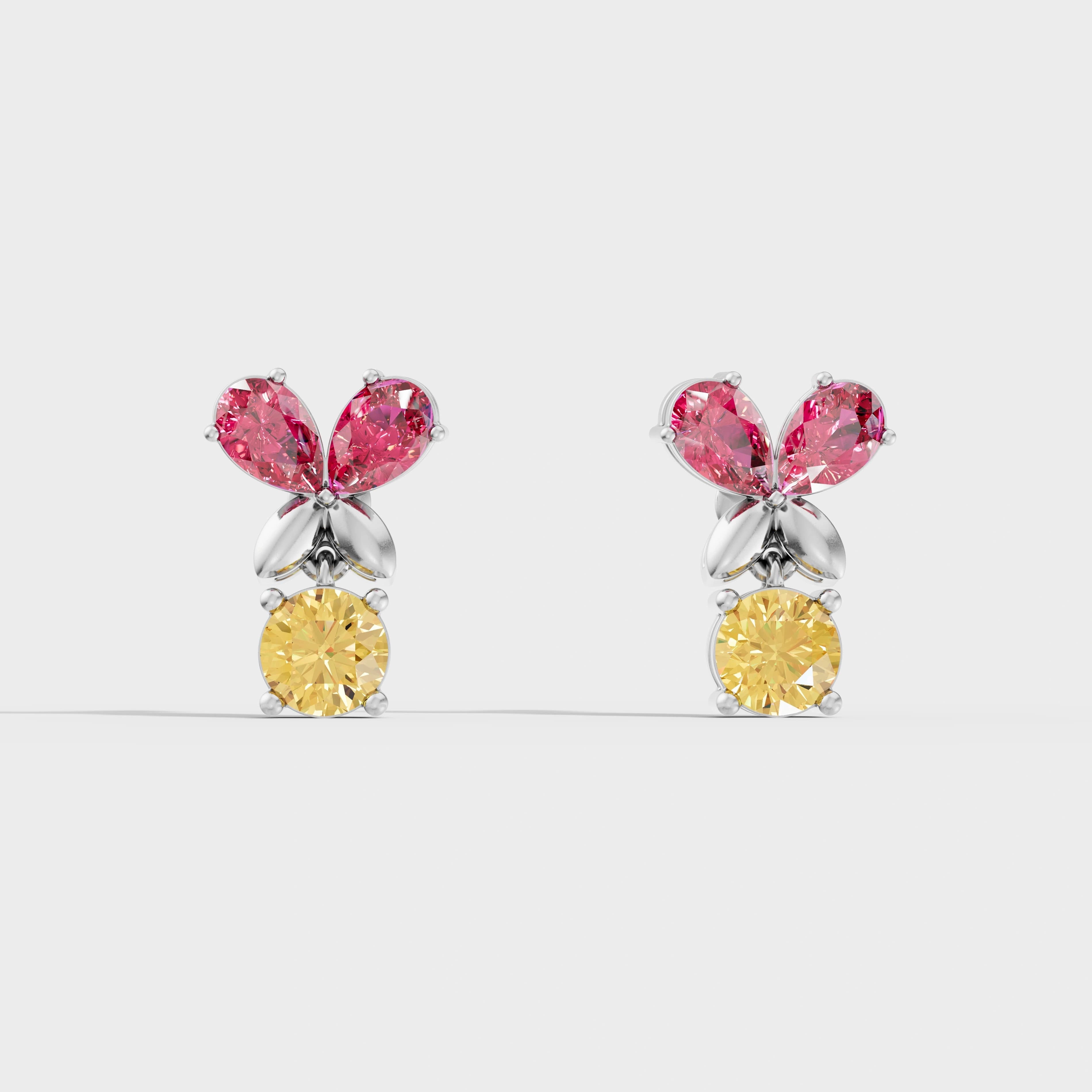 Silver Citrus Bloom Stud Earrings