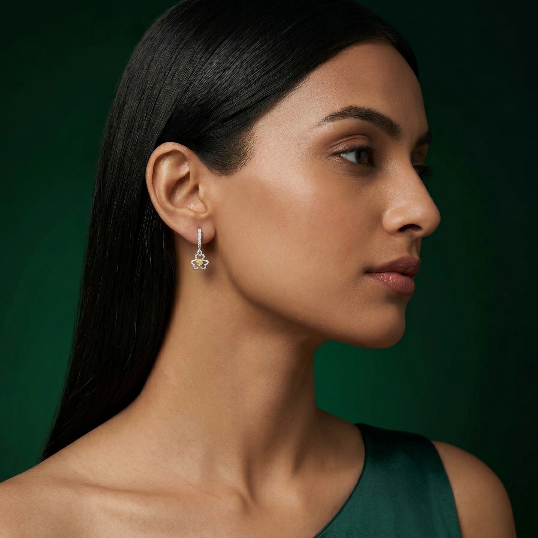 Luxury Two-Tone Floral Earrings – Silver Elegance With Golden Bloom