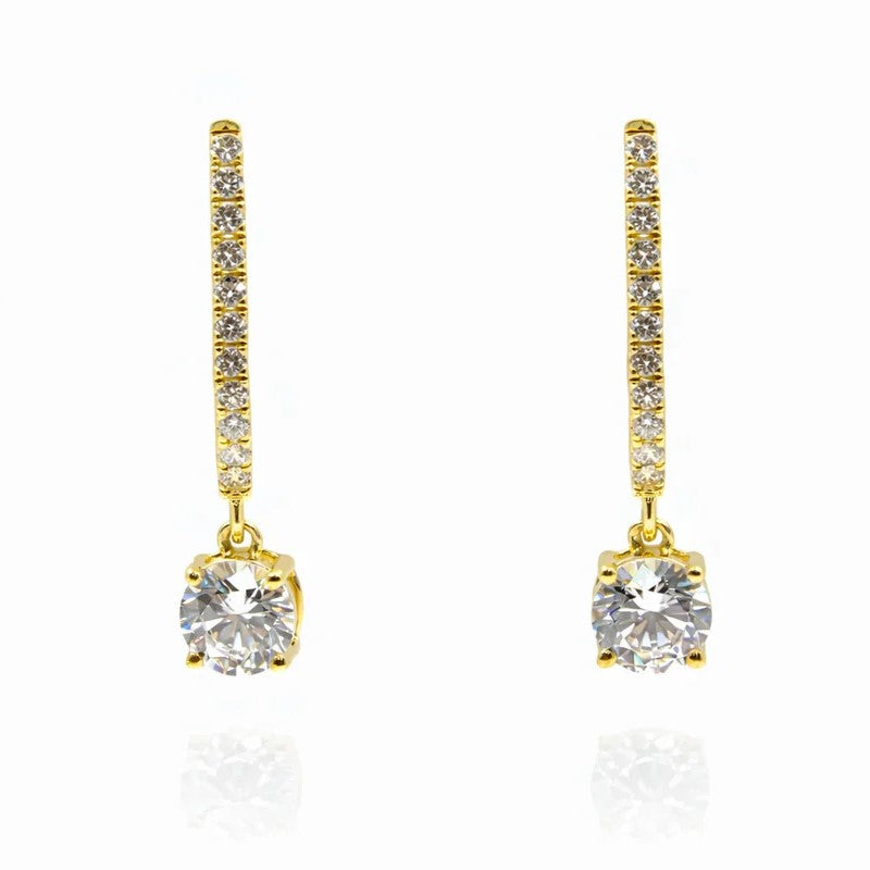 18KT Gold Solitaire Drop Earrings