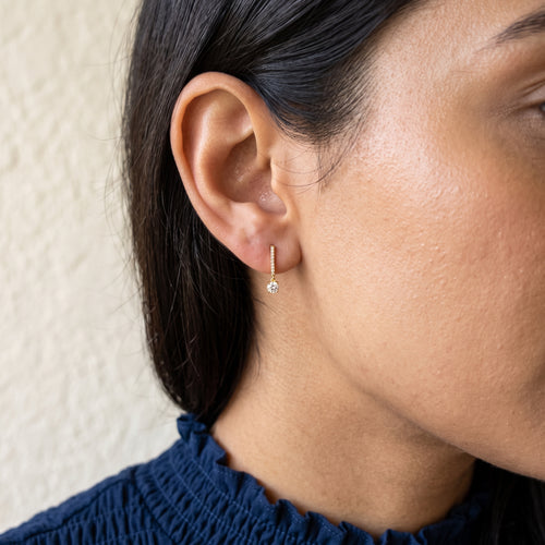 18KT Gold Solitaire Drop Earrings