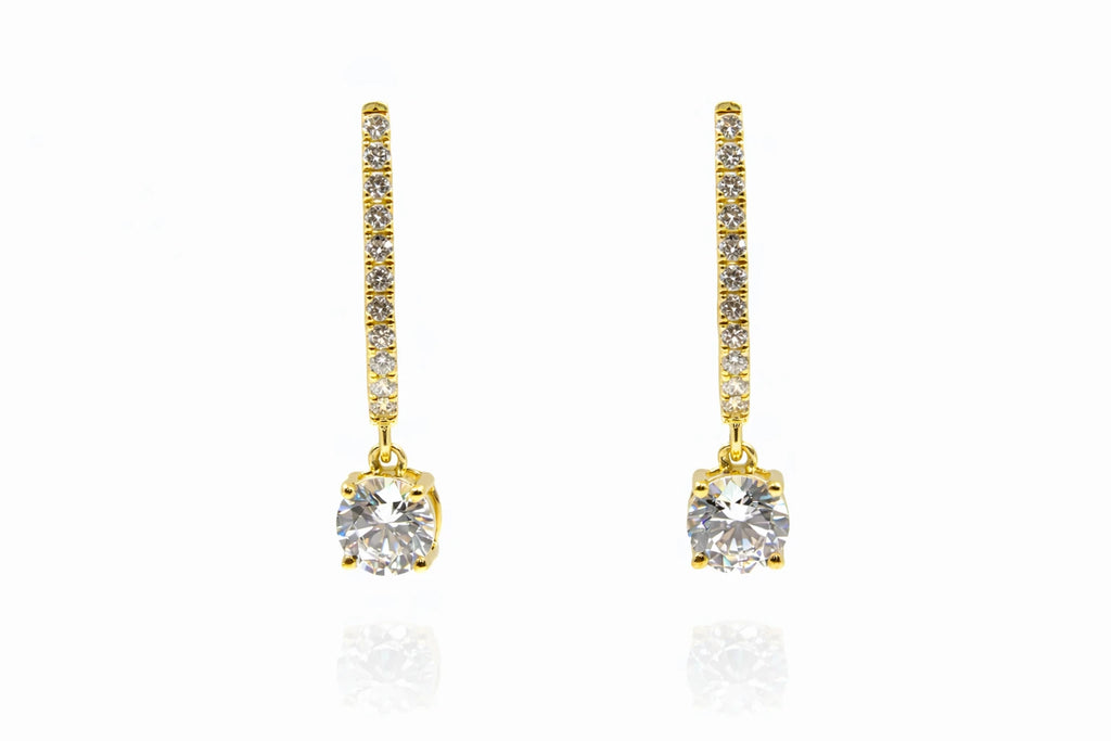 18KT Gold Solitaire Drop Earrings