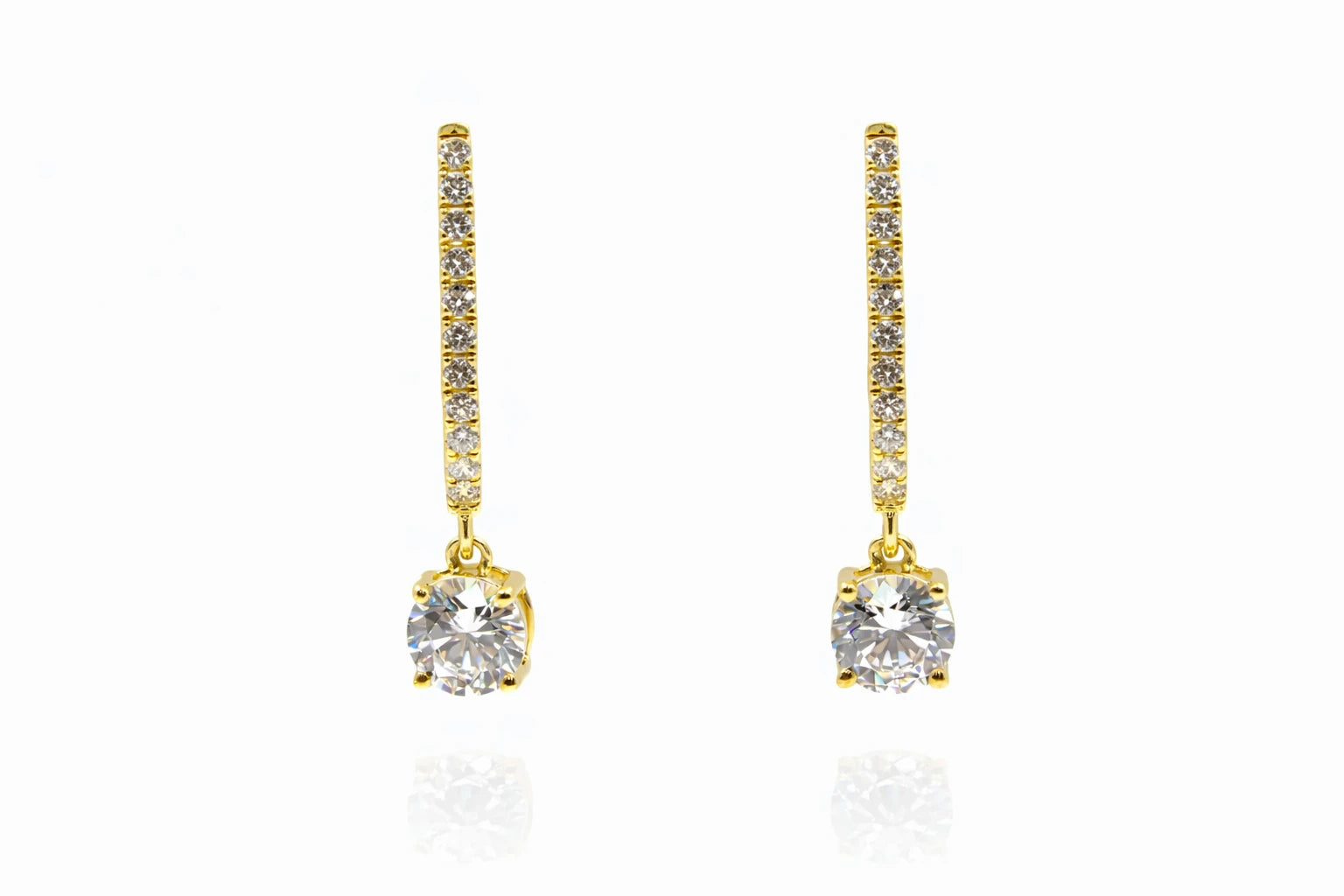 18KT Gold Solitaire Drop Earrings