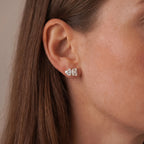 18KT Gold Duo-Cut Heart & Emerald Studs