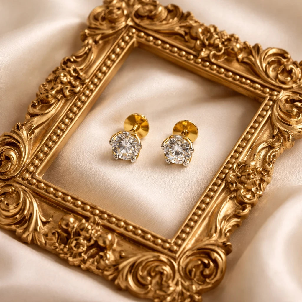 18KT Gold Classic Solitaire Studs