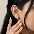 18KT Gold Floral Square Studs