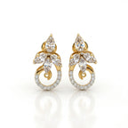 18KT Gold Floral Swirl Marquise Earrings