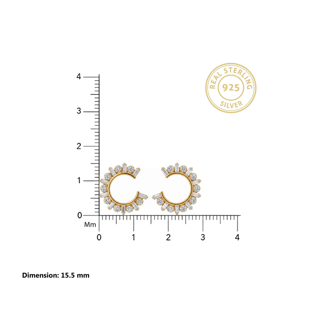 18KT Gold Crescent Spark Earrings