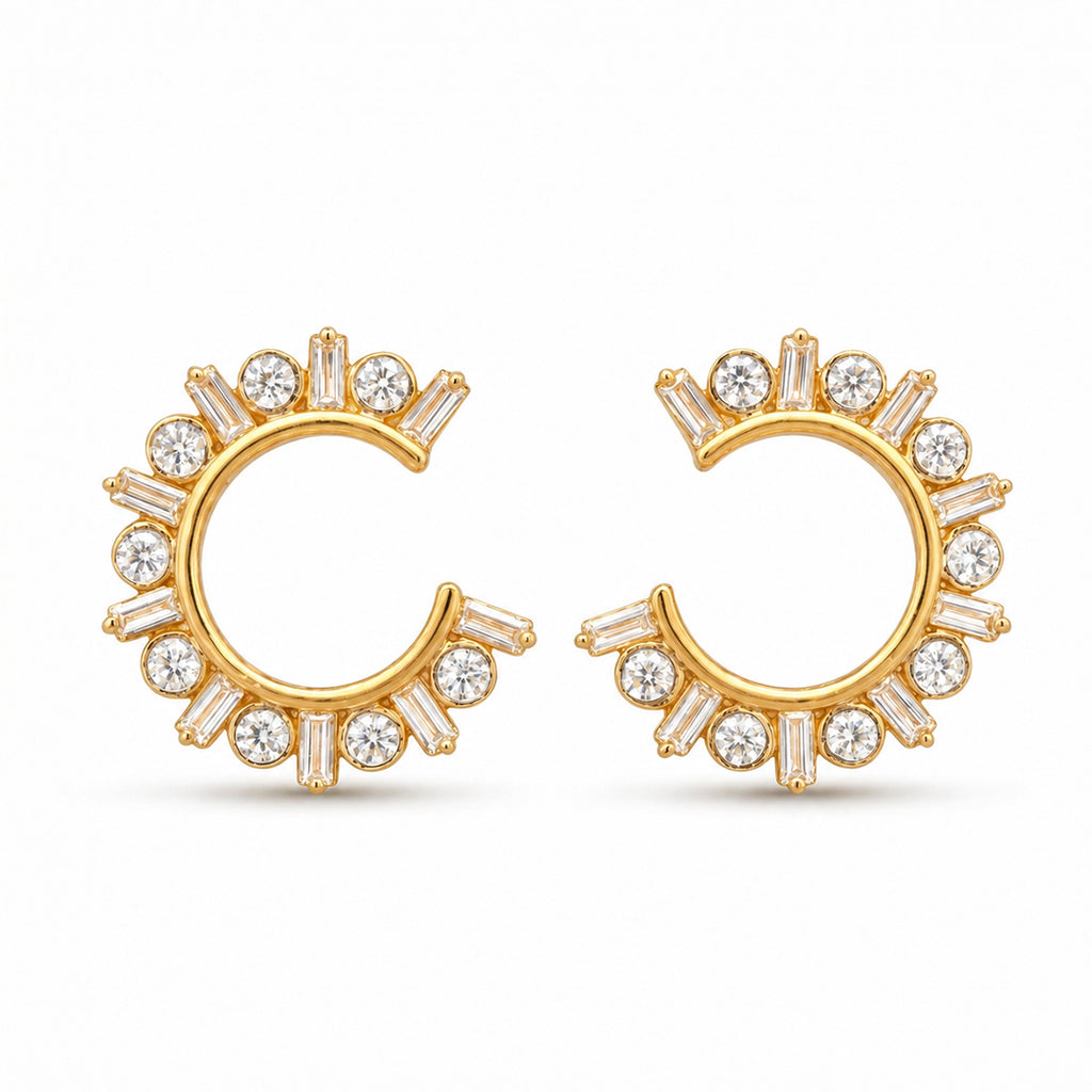 18KT Gold Crescent Spark Earrings