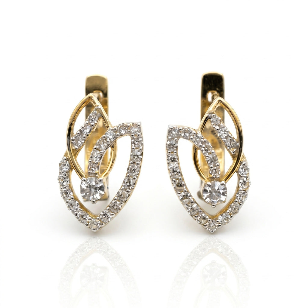 18KT Gold Twin Leaf Earrings