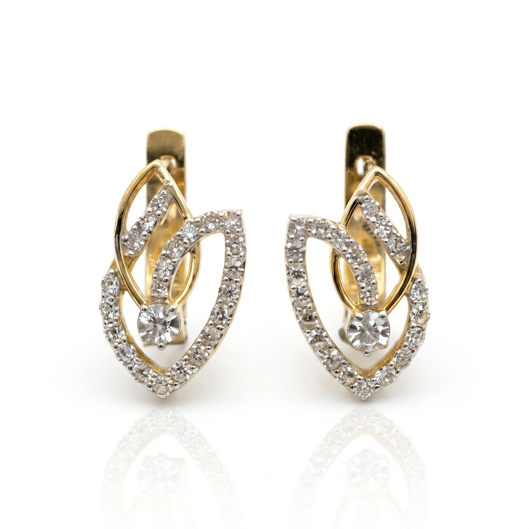 18KT Gold Twin Leaf Earrings