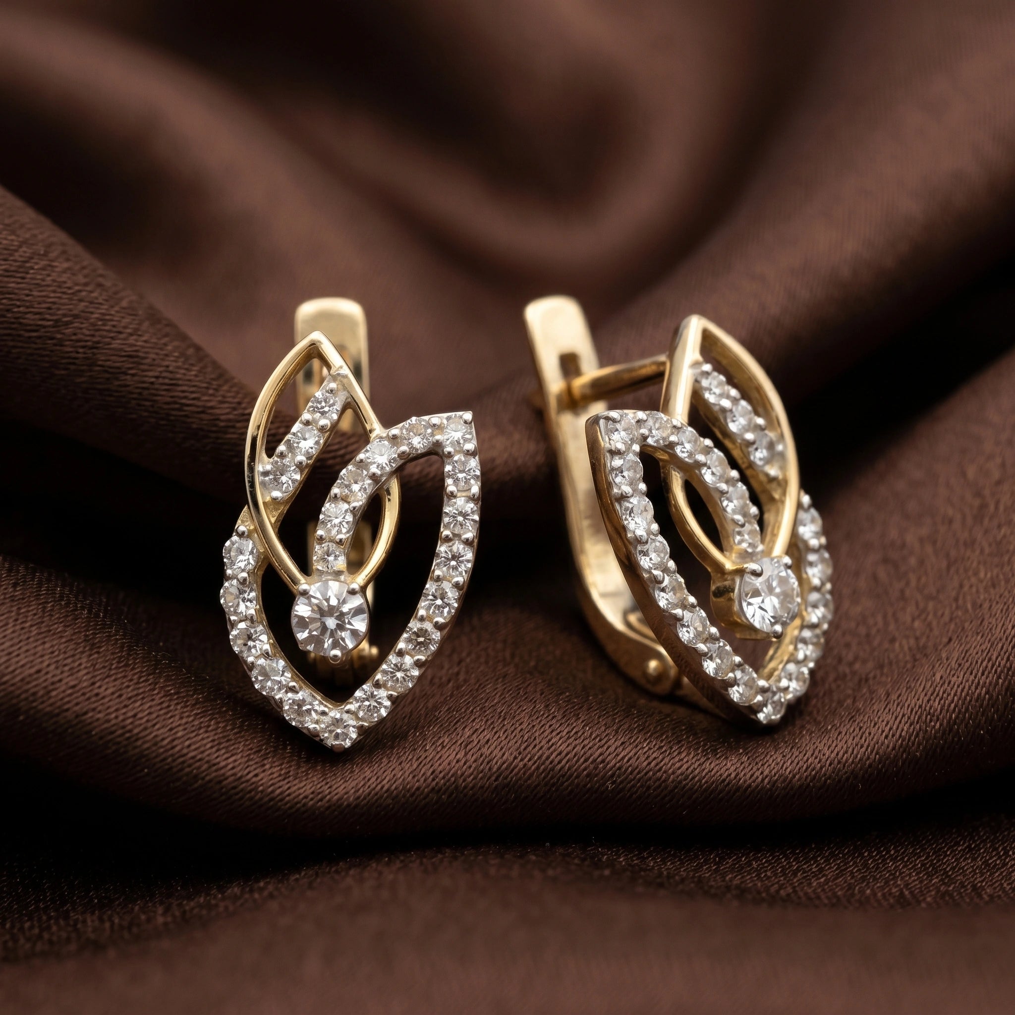 18KT Gold Twin Leaf Earrings