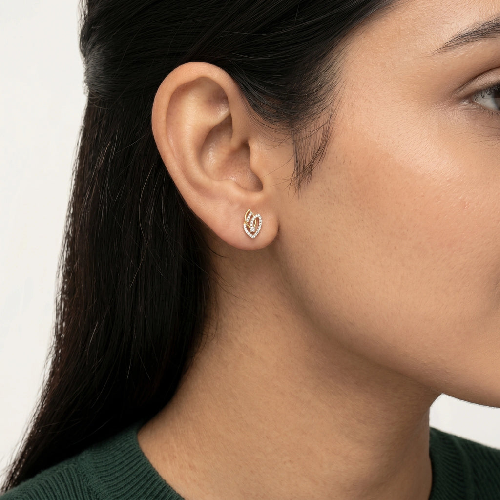 18KT Gold Twin Leaf Earrings