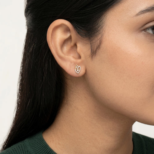 18KT Gold Twin Leaf Earrings