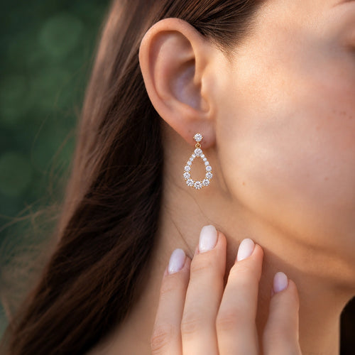 Eternal Halo Teardrop Earrings 18KT Gold Plated