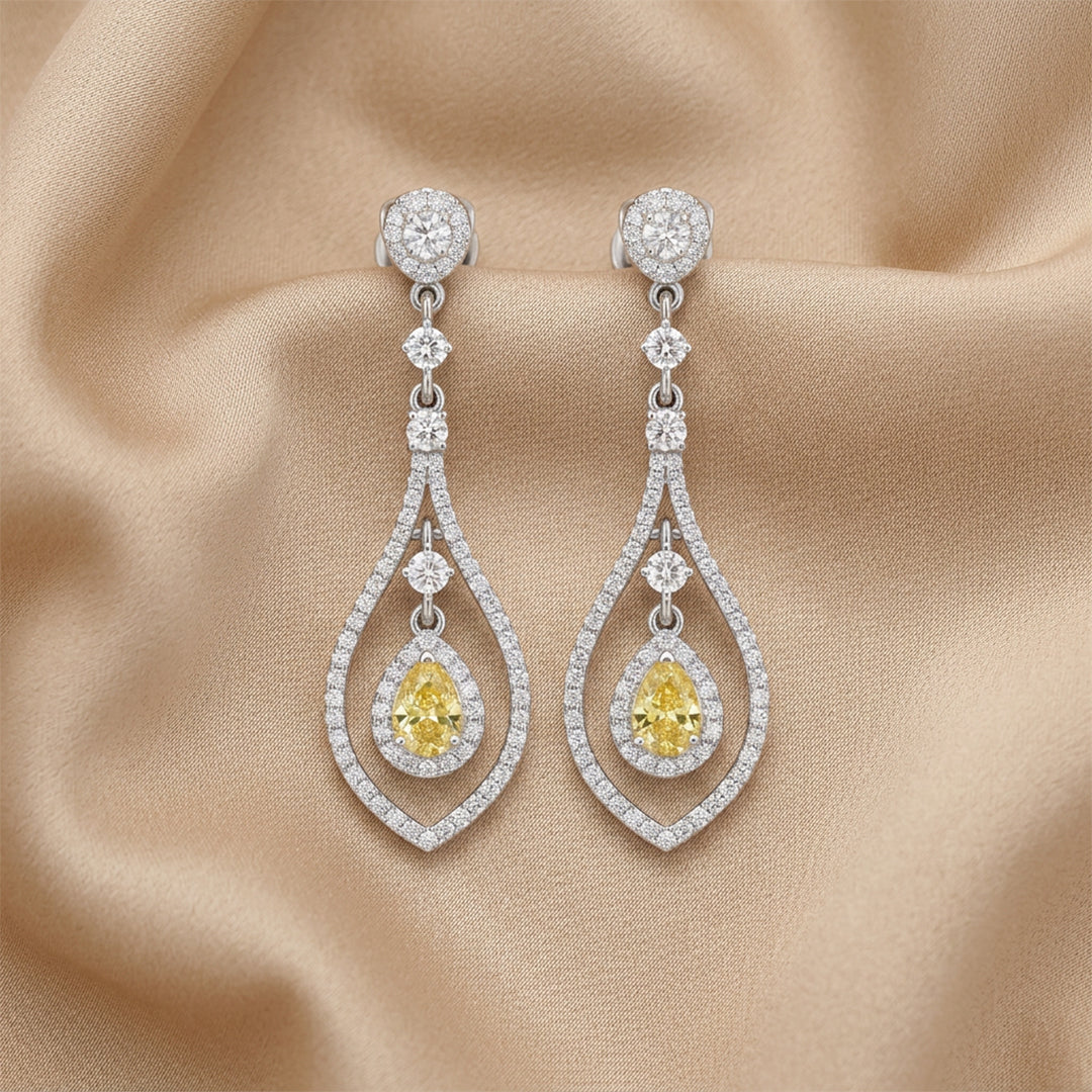 Silver Canary Teardrop Earrings