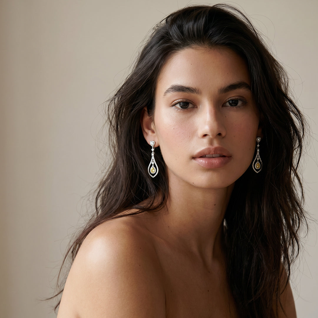 Silver Canary Teardrop Earrings