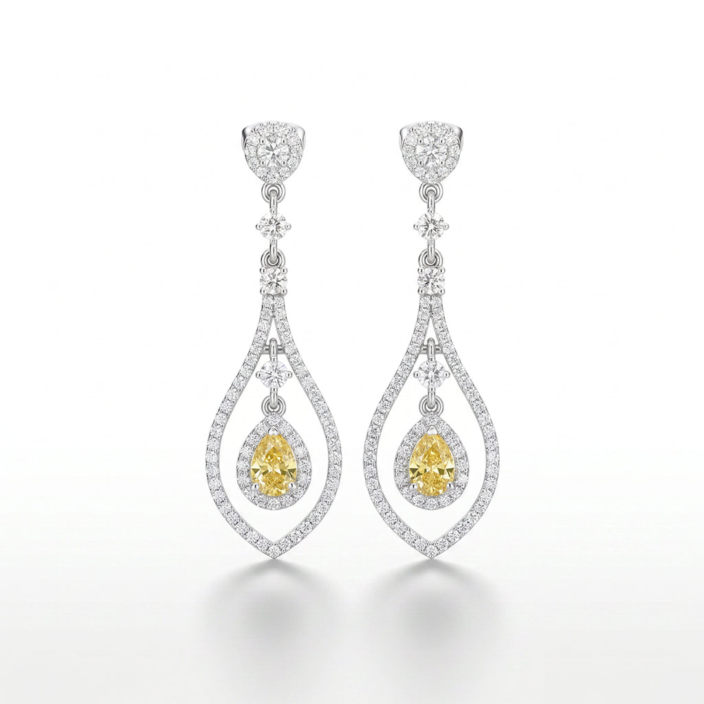 Silver Canary Teardrop Earrings