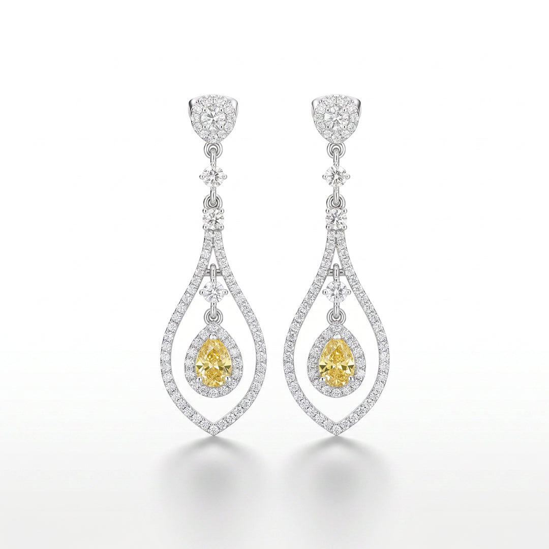 Silver Canary Teardrop Earrings