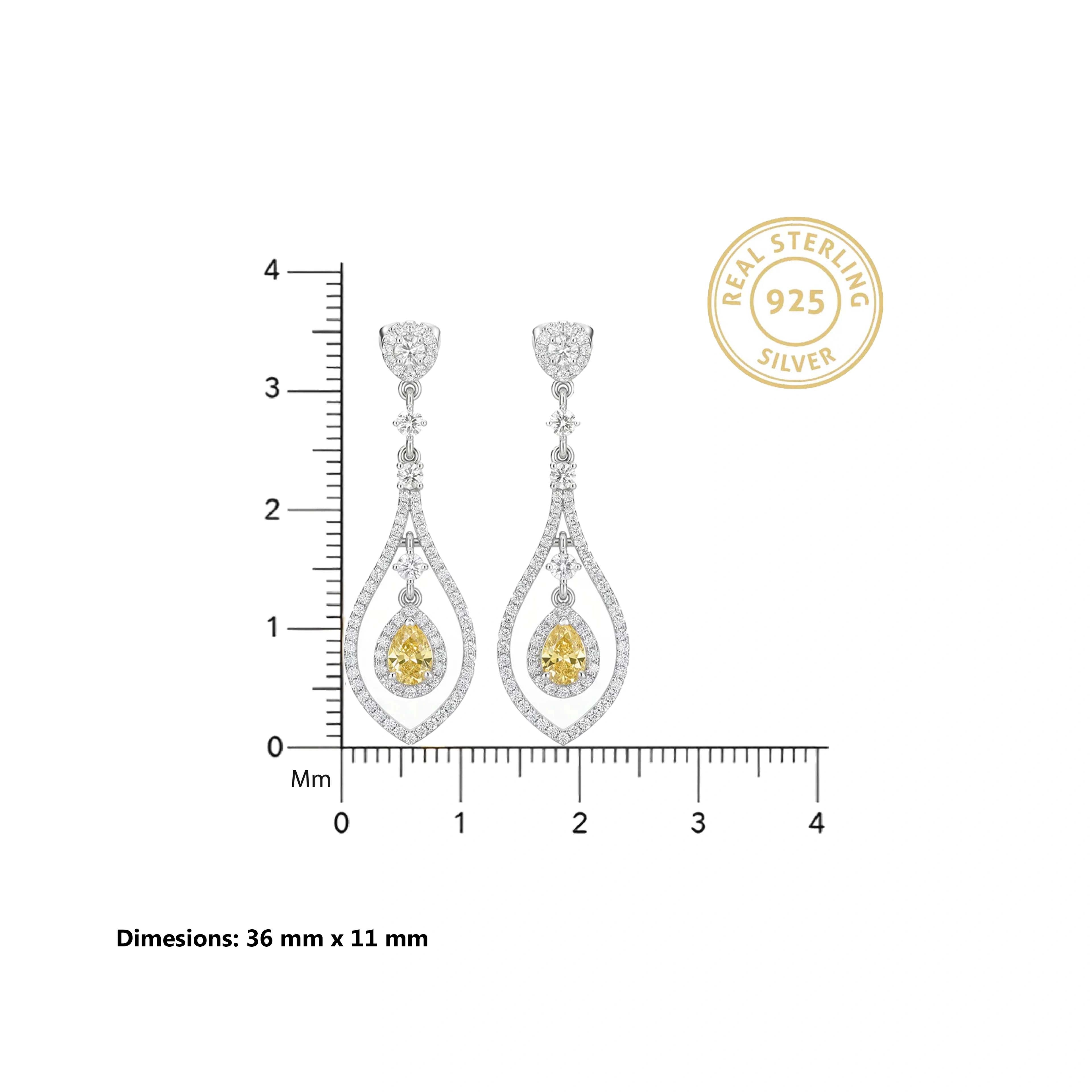 Silver Canary Teardrop Earrings