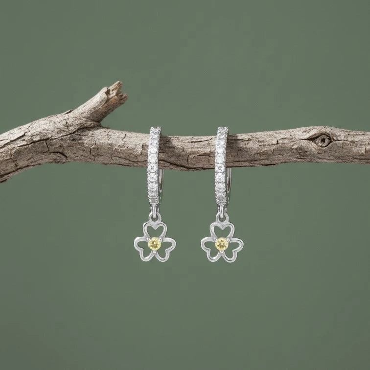 Luxury Two-Tone Floral Earrings – Silver Elegance With Golden Bloom