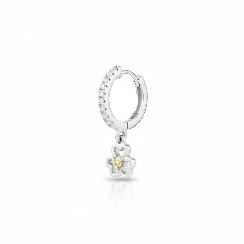 Luxury Two-Tone Floral Earrings – Silver Elegance With Golden Bloom