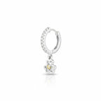 Luxury Two-Tone Floral Earrings – Silver Elegance With Golden Bloom