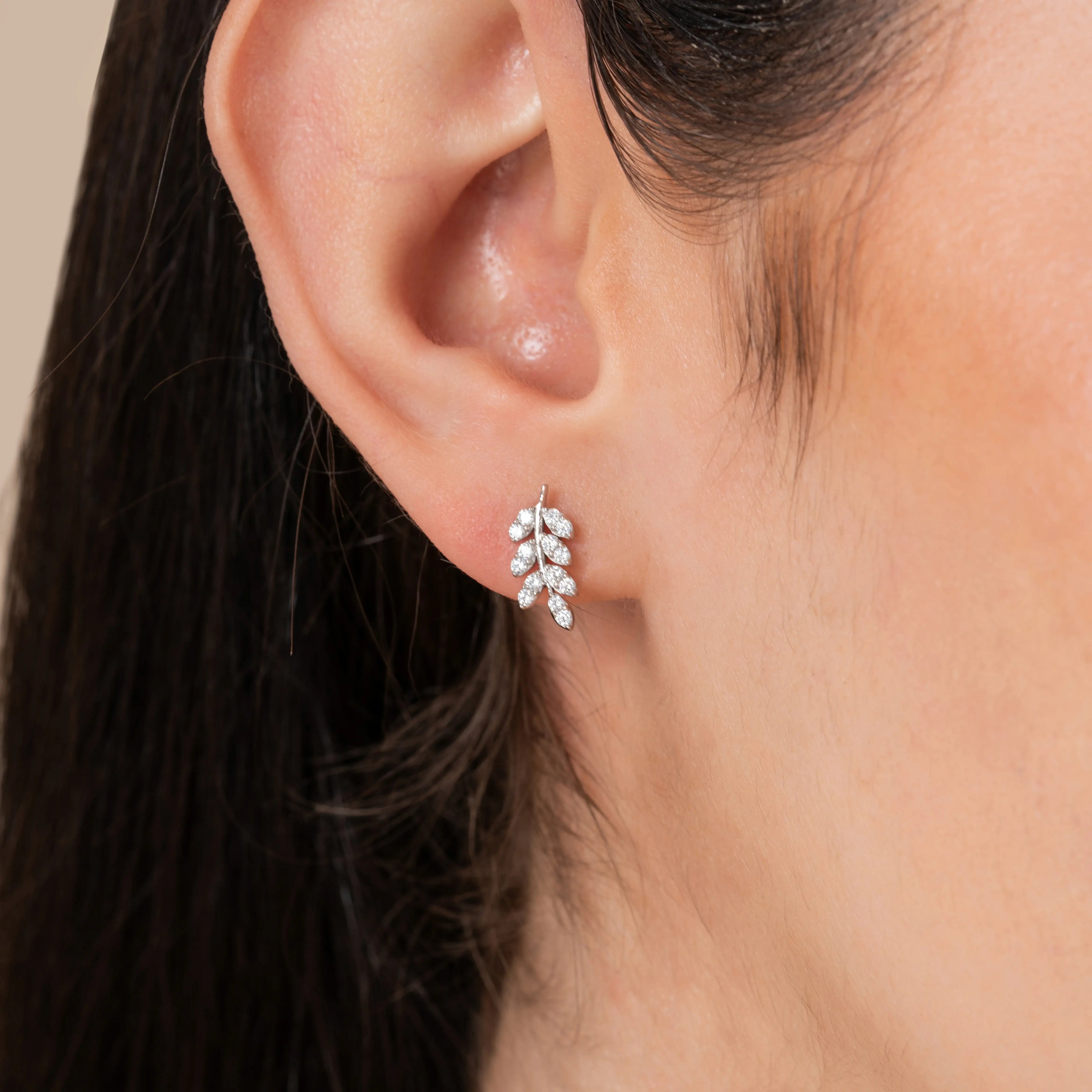 Diamond  Leaf Earrings