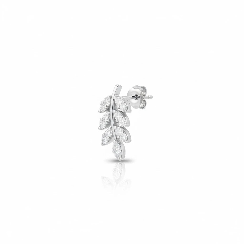 Diamond  Leaf Earrings