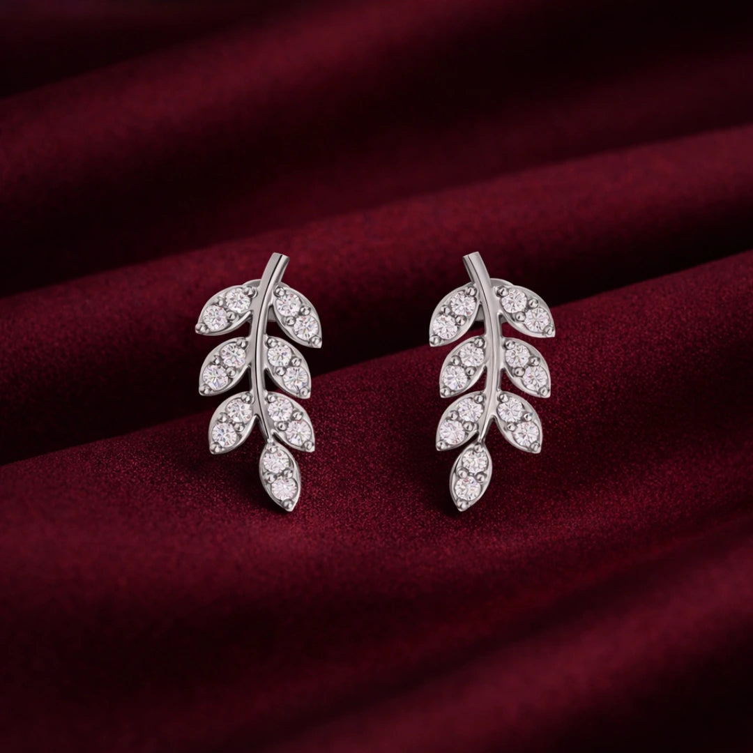 Diamond  Leaf Earrings