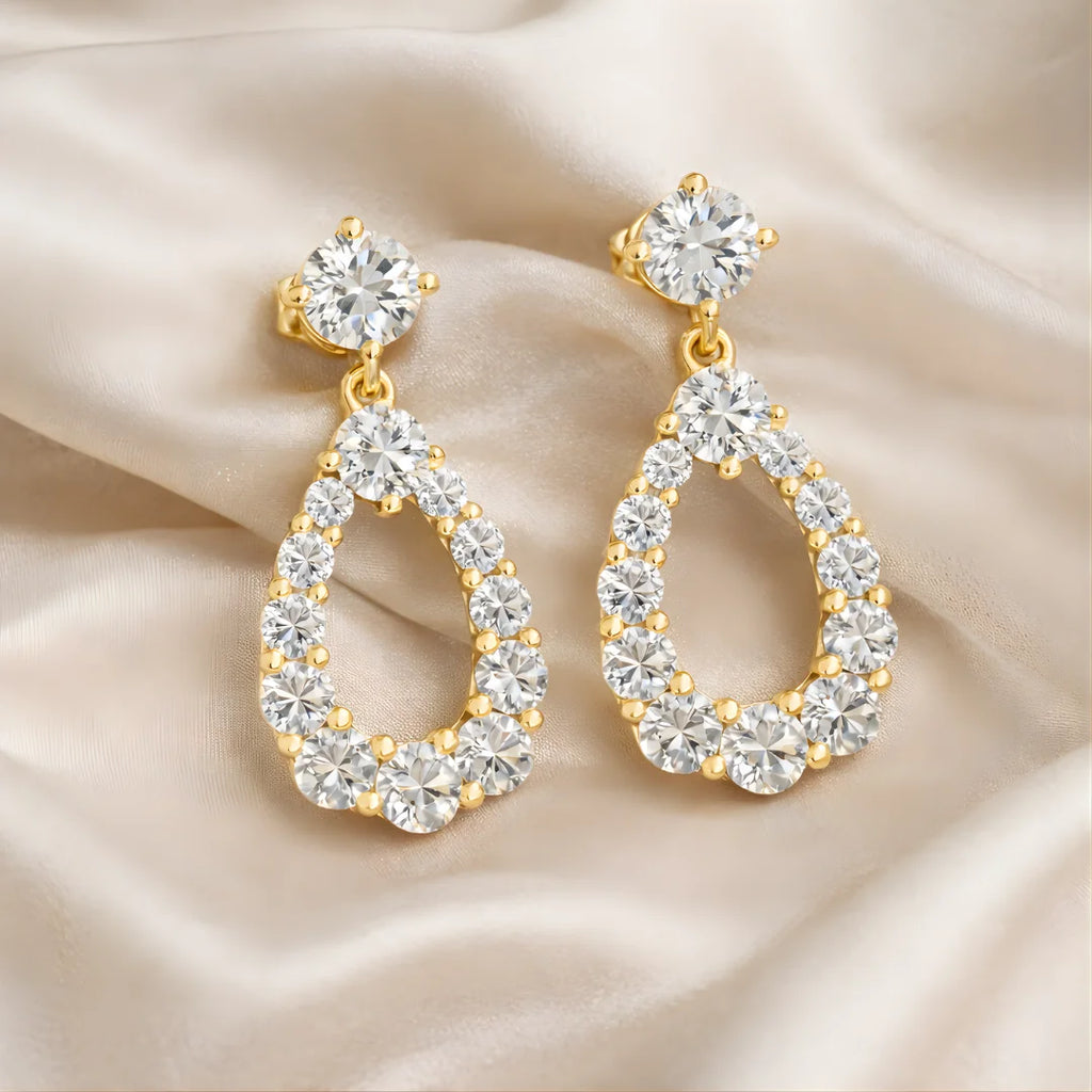 Eternal Halo Teardrop Earrings 18KT Gold Plated