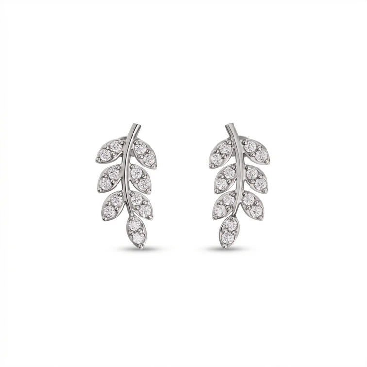 Diamond  Leaf Earrings