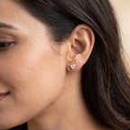 Gold Heart Frame Stud Earrings