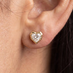 Gold Heart Frame Stud Earrings