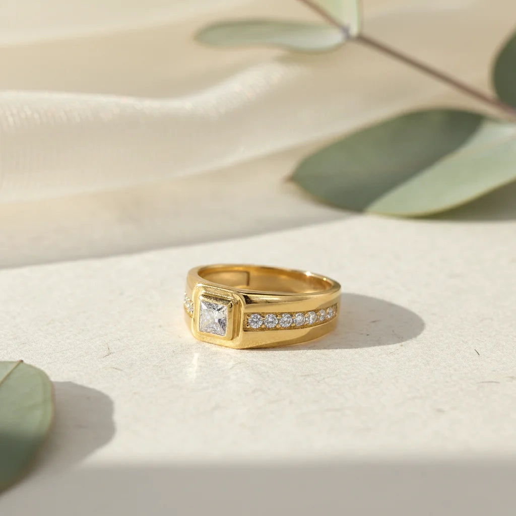Regal Square Signet 18KT Gold Plated Ring