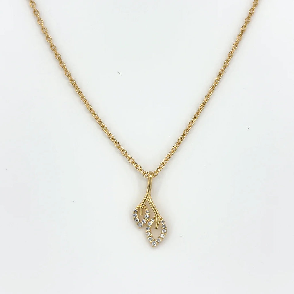 18KT Gold Twin Leaf Pendant