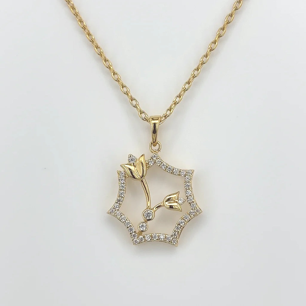 Bloom Halo Floral Pendant in 18KT Gold Plated