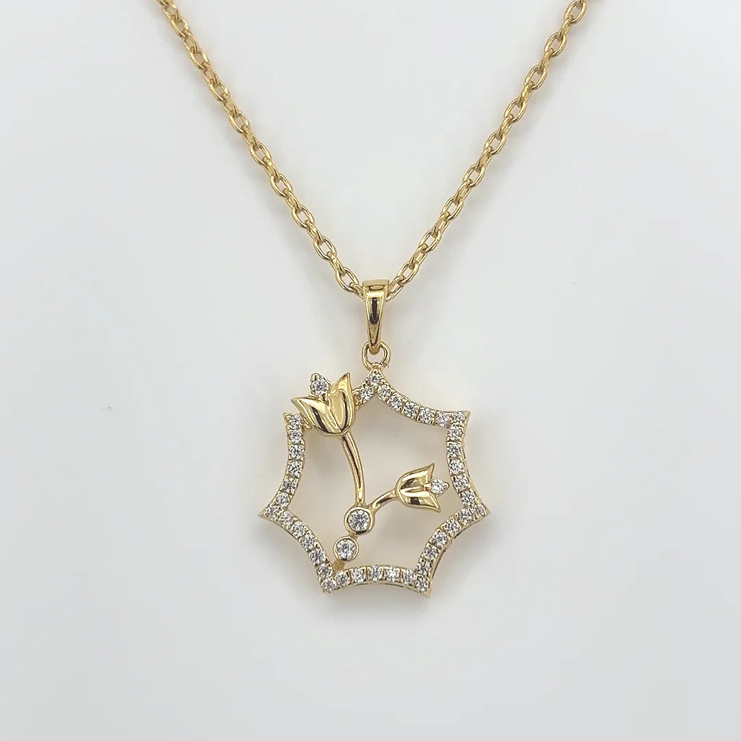Bloom Halo Floral Pendant in 18KT Gold Plated