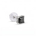 Silver Black Square Stud Earrings