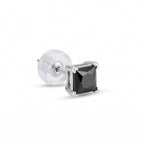 Silver Black Square Stud Earrings